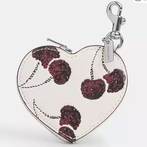 Coach Zipper Heart-Shaped Keychain with Cherries NWT
